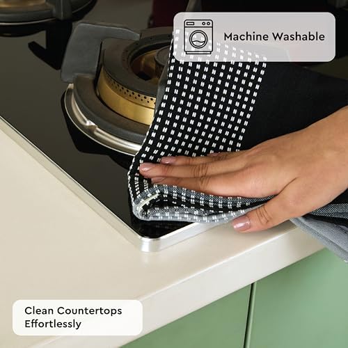 Encasa XO Kitchen Towels, Absorbent Dish Cloths 28"x18" Grey