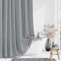 Dynamene Boho Farmhouse Fabric Shower Curtain Tufted Chevron 72"x72"