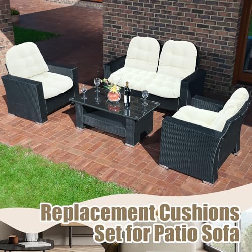 Youyole 7 Pcs Wicker Chair Cushions Set, 44 x 19'' Outdoor Waterproof