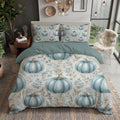 Blue Gray Rural Halloween Plants Duvet Cover Set For Women Girls 3 Pcs