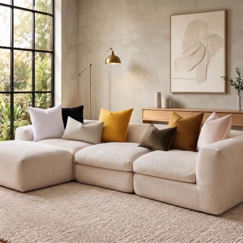 JUSPURBET Decorative Velvet Throw Pillow Covers 20x20 Set of 2,Brown
