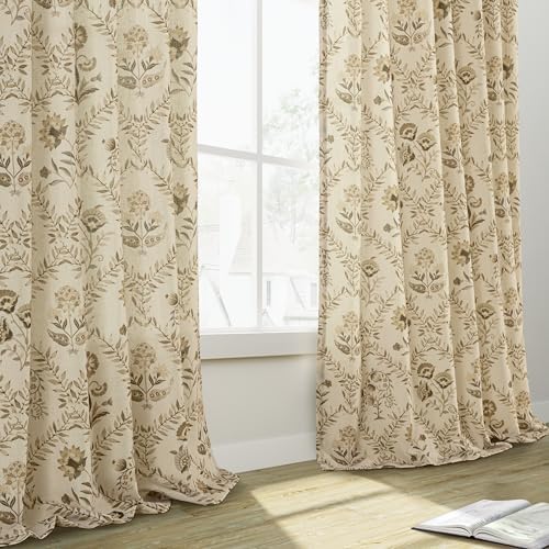 Extra Long Floral Curtains 120 Inches Long for Living Dining Room