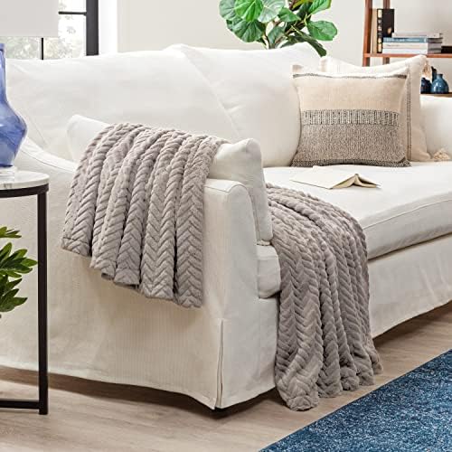 Chanasya Premium Soft Faux Fur Embossed Throw Blanket - Solid Color
