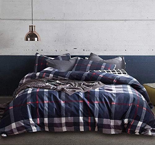 Houseri Navy Blue Plaid Comforter Sets Twin for Boys Deep Blue Buffalo