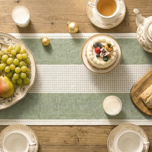 Artoid Mode Sage Green Farmhouse Rustic Table Runner, Seasonal Macrame