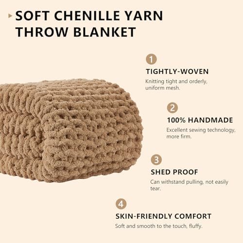 L'AGRATY Chunky Knit Throw Blanket for Couch, 72'' x 84'' Knit Throw