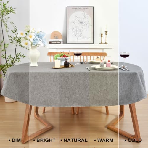 Wolkemer Oval Tablecloth 60 x 120 Inches Faux Linen Water Resistant