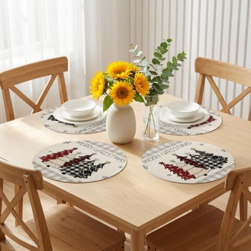 Christmas Tree Placemats Set of 1, Faux Leather Placemats Xmas Tree