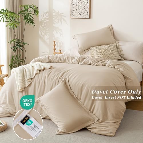 MILDLY Duvet Cover Queen Ultra Soft Comforter Cover Set 3pcs, Khaki
