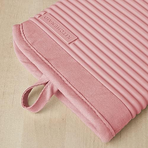 KITCHENAID Ribbed Soft Silicone Oven Mitt 2-Pack Set, 7.5"x13", Dried