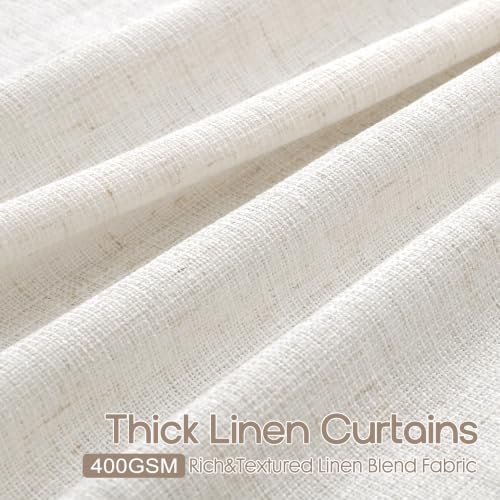 Aersas Extra Long Thick Linen Curtains 120 Inches for Living Room
