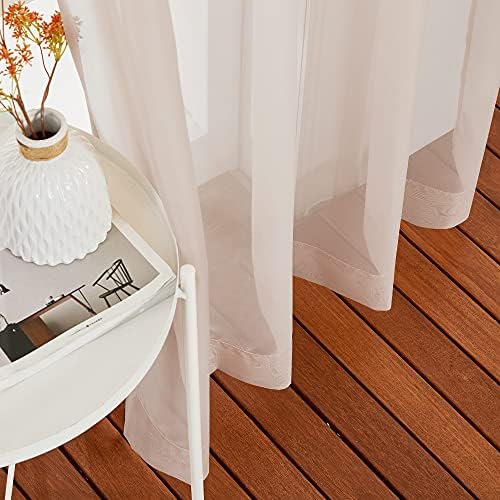 NICETOWN Voile Taupe Sheer Curtains 84 Inches Long, Grommet Airy &