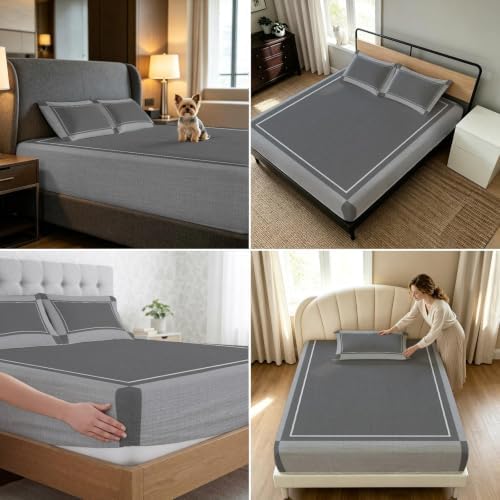 Queen Fitted Sheet Deep Pocket, Light Gray Palid Minimalist Soft