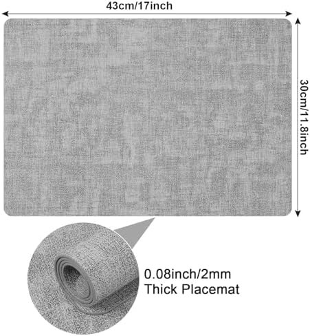 Faux Leather Placemats Set of 6 (Light Grey)