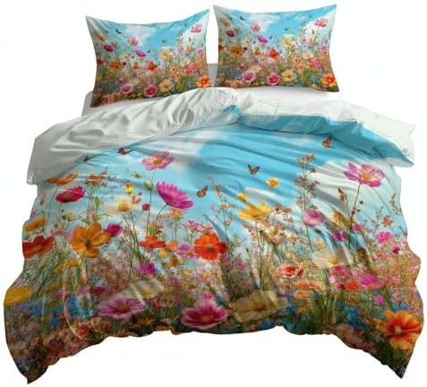 California King Duvet Cover Set Plant Flower Daisy Soft Microfiber