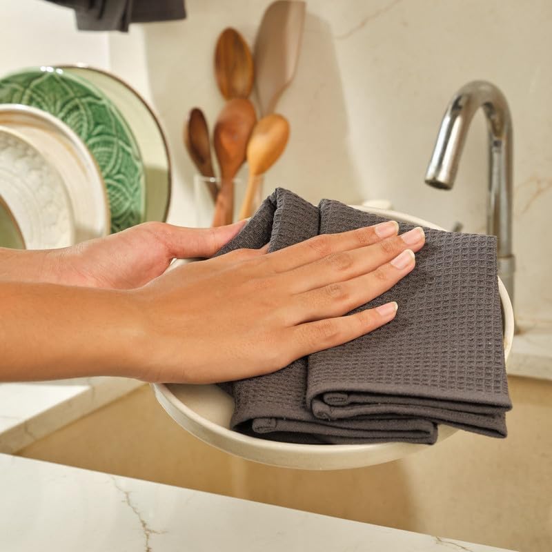Kitchen Towels 4-Pack 100% Cotton Dish Towels for Kitchen with Hanging