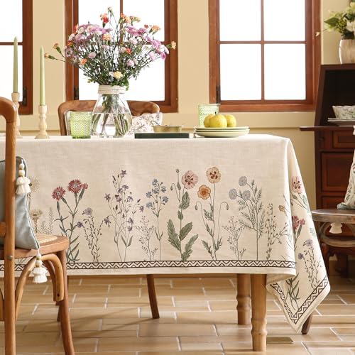 ISAENNE Designer Vintage Square Large Floral Tablecloth,67"x67"