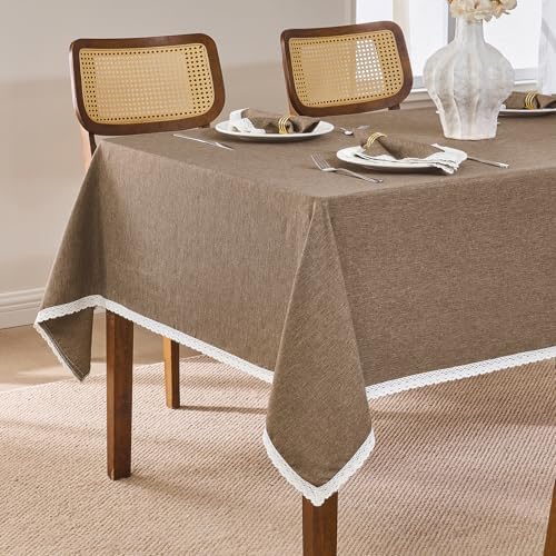Mocha 52x70 Oblong Polyester Linen Farmhouse Tablecloth