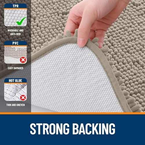 OLANLY Bathroom Rugs Sets 3 Piece, 36"x24"+24"x16"+24"x20", Warm Taupe