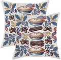 Pie Throw Pillow Covers Set of 2, Thanksgiving Rustic Acorn Cinnamon