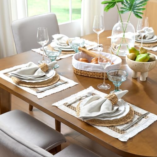 YANGQIHOME Boho Placemats Set of 4, Farmhouse Rustic Woven Placemats
