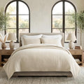 EverGrace Cotton Gauze Matelassé Coverlet Set, King Size, Soft Oat