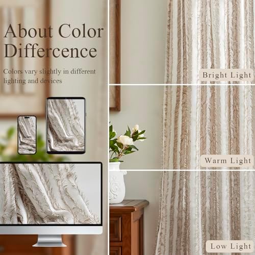 PRIMROSE Light Filtering Sheer Curtains for Living Room 96 Inches