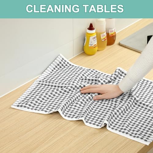 SALAS Cotton Dish Towels Cloths for Kitchen Drying Dishes, Lattice