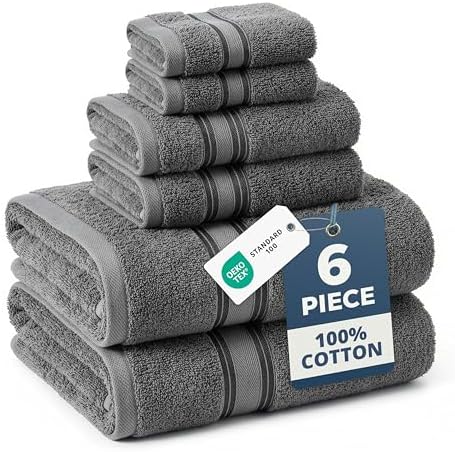 LANE LINEN Large Bath Towel Set Absorbent Quick Dry 100% Cotton - Cool