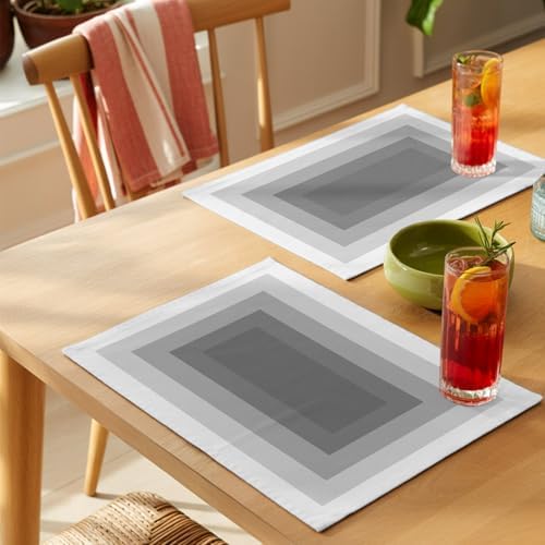 Gray Gradient Squares Placemats Set of 8, Softness Layers Zen