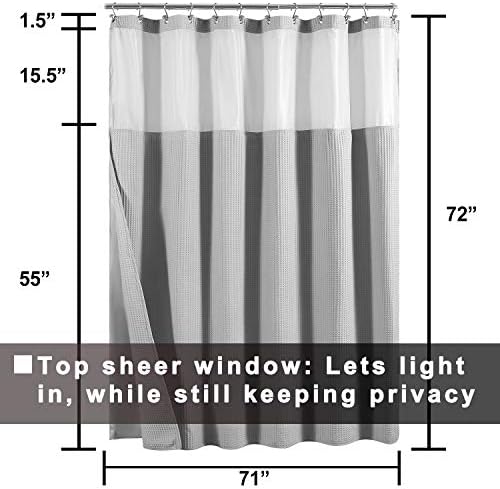 Barossa Design Cotton Waffle Weave Shower Curtain with Snap-in Liner