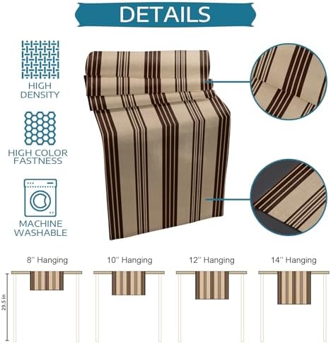 Vintage Striped Table Runner and Placemats for Dining Table, Burlap