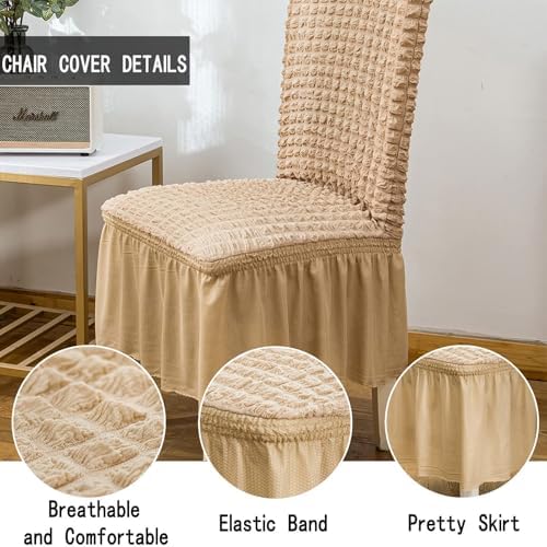 Qubjus Chair Covers for Dining Room Set of 6 Stretch Chair Slipcovers