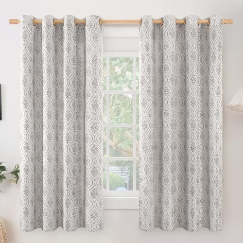 BGment Light Grey Linen Curtains 63 Inches Long for Bedroom - 2 Panels