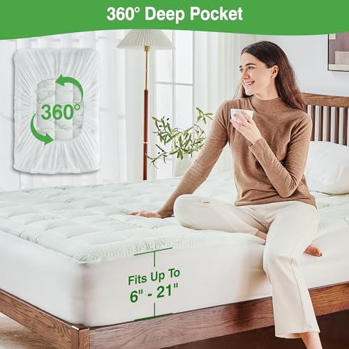 Queen Mattress Pad Cover, Viscose Made from Bamboo Pillow Top Cooling