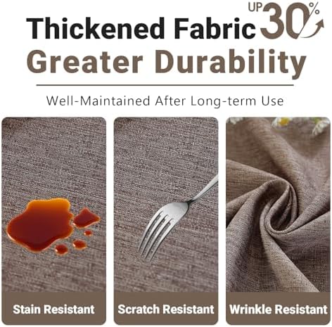 Laolitou Table Cloth Rectangle Linen Waterproof Textured Coffee