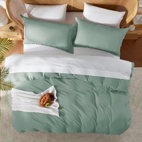 Nestl California King Duvet Cover Set with Comforter Insert - Sage