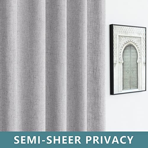 Light Grey Curtains 63 Inch Length for Bedroom 2 Panels Set Tab Top