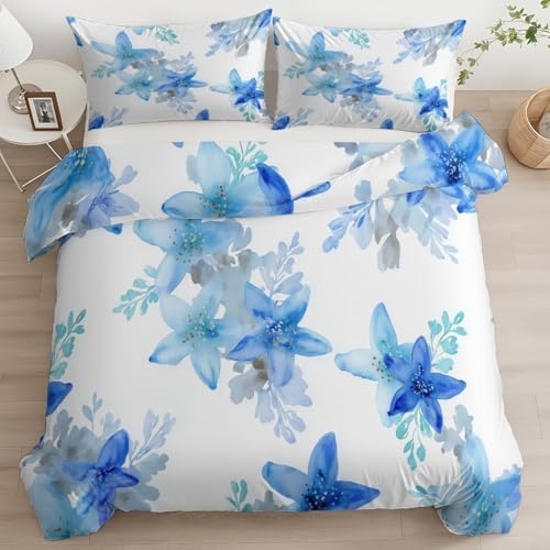 King Duvet Cover Set Dreamy Watercolor Starfish Pattern Bedding with