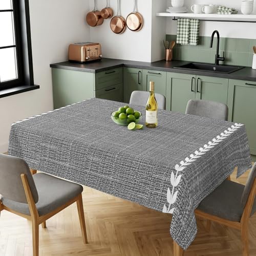 Country Gray Linen Texture Rectangle Tablecloth 60x120 Inches,White