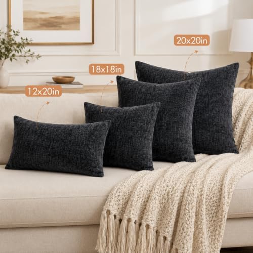 Aegero Pack of 2 Chenille Decorative Throw Pillow Covers 18x18 Inch