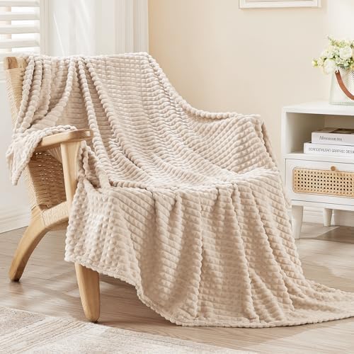 EMME Fleece Blanket, 3D Jacquard Throw Blanket for Couch and Bed, Soft