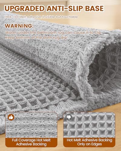 Smiry Waffle Bath Mat 60X24, Extra Soft Absorbent Bathroom Rugs, Light