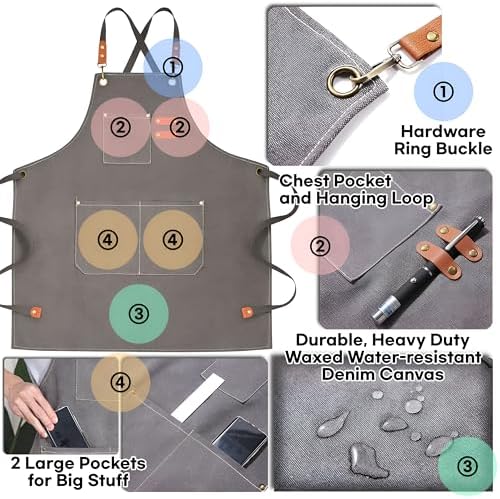 Heavy-Duty Canvas Tool Apron – Adjustable Cross-Back Work Apron with
