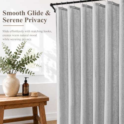 Jowels Gray Linen Fabric Shower Curtains for Bathroom, 72x72