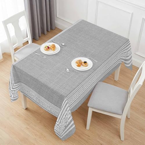 Vintage Key Pattern Grey Linen Rectangle Tablecloth 60x120