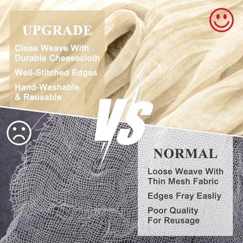 Wokceer Cheesecloth Table Runner Beige 10FT Boho Gauze Runner, 6 Pack