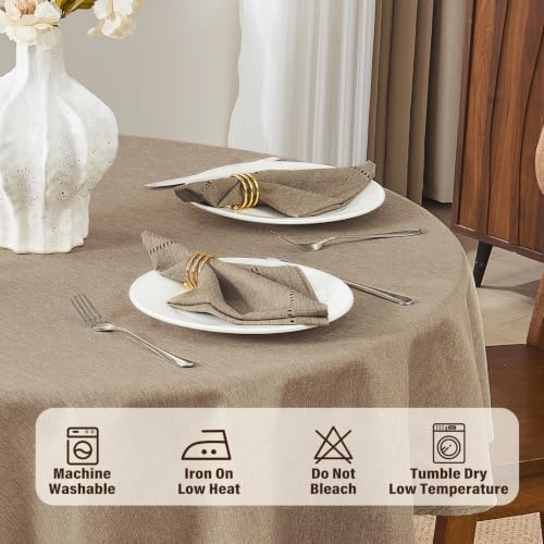 Flaxen 70inch Round Polyester Linen Farmhouse Tablecloth