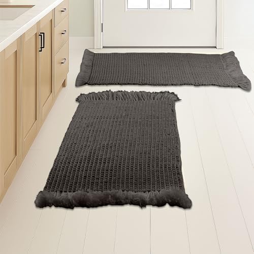 Bathroom Rugs - 2-Piece Waffle Bath Mat Set for Boho Bathroom Decor