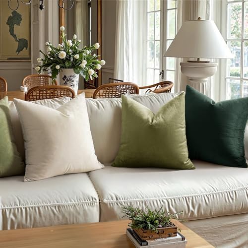 MIULEE Velvet Christmas Throw Pillow Covers 22x22 Inch Pack of 2 Army